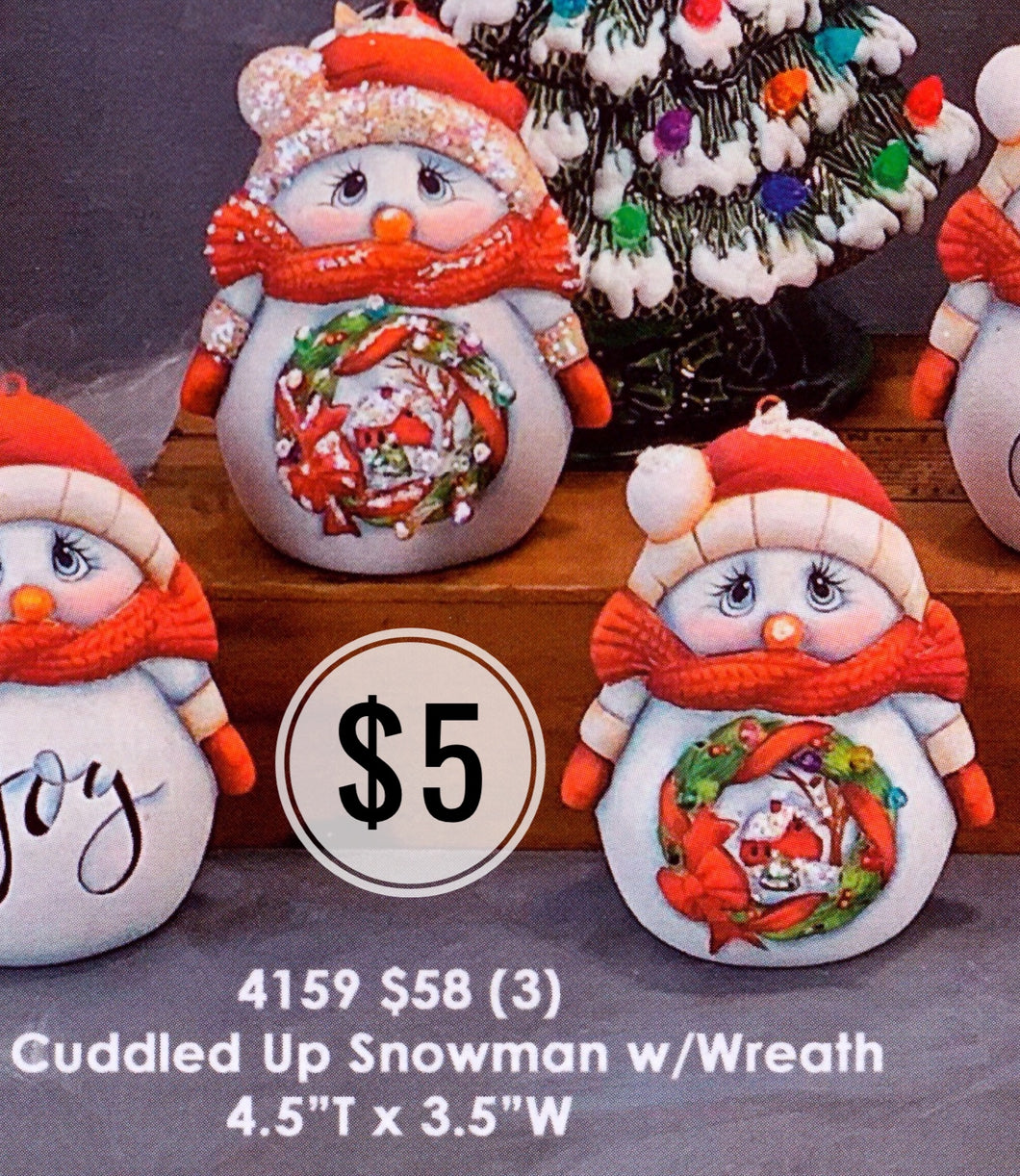 Cuddled Up Snowman with Wreath